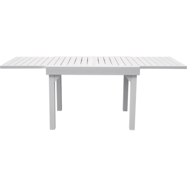 Tavolo da giardino bianco allungabile. Ideale per ore di relax all'aperto.