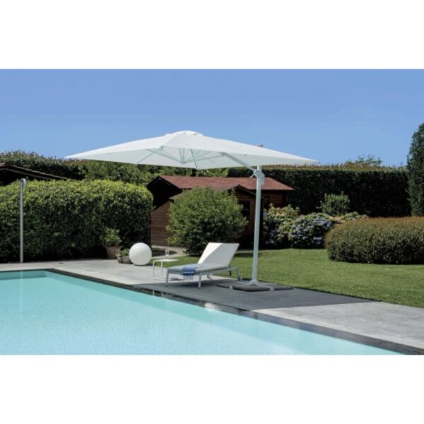Ombrellone da giardino palo decentrato fusto bianco 3x4 m Bianco