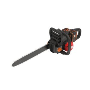 Elettrosega a batteria t.b.t. con corpo nero e lama lunga.