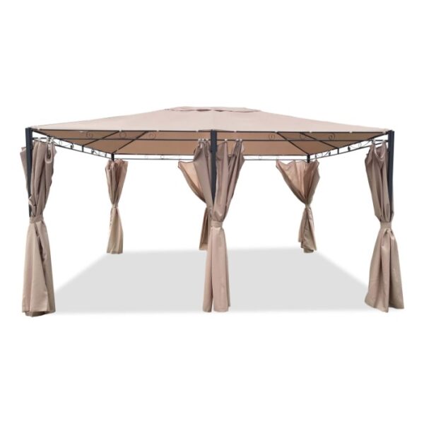 Gazebo t.b.t. beige con tende per giardino e patio.