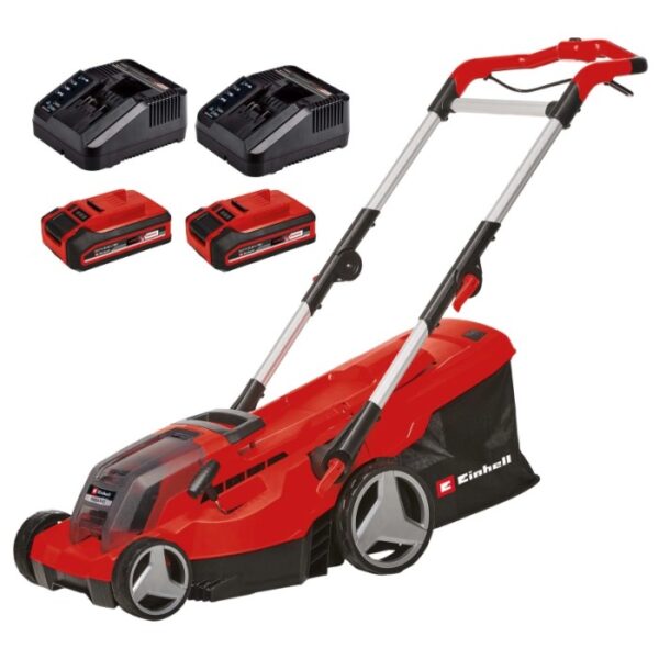 Tagliaerba a batteria Einhell Rasarro 36/36 con batterie e caricabatterie.