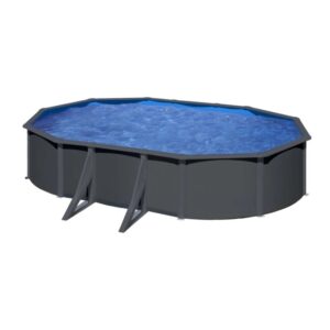 Piscina fuori terra ovale in acciaio antracite Gre 610x375 H 120 cm