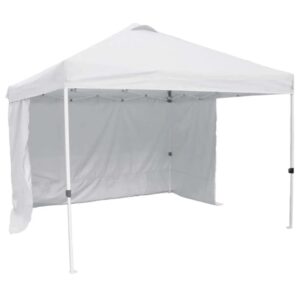 Gazebo bianco con parete laterale per giardino e patio.