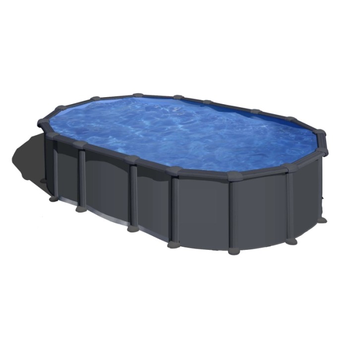 Piscina fuori terra ovale in acciaio antracite Gre 610x375 H 132 cm