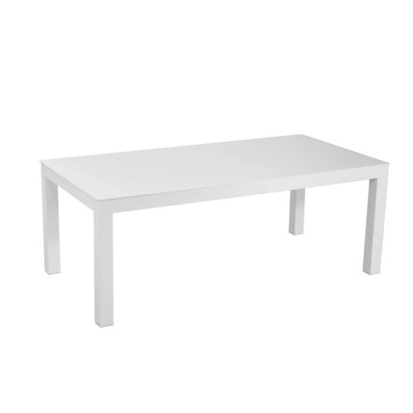 Tavolino da giardino in alluminio bianco 120x60x45 cm