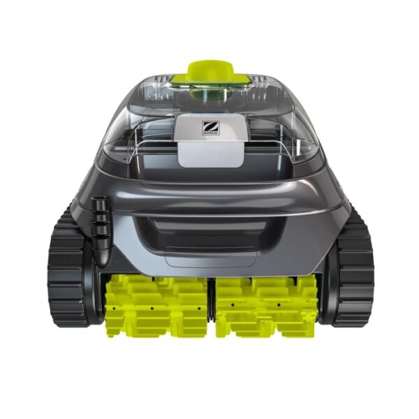 Robot piscina Zodiac CNX 2020 con cingoli e spazzole gialle.