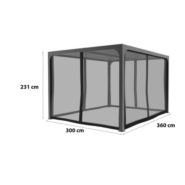 Tenda zanzariera per pergola bioclimatica 3630 antracite H231xL300xP360 cm
