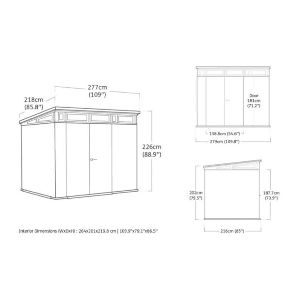 Casetta da giardino Keter in plastica Pent sp 20 mm marr.chiaro 6 m²