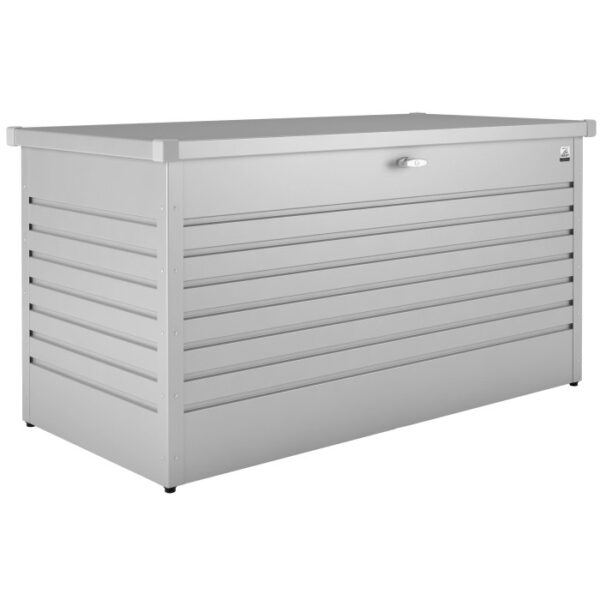 Biohort Box da giardino 160 High, argento metallizzato, 830 l, box universale per utensili da giardino.