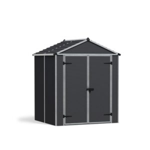Casetta da giardino Palram Rubicon, antracite, 154x185 cm. Casetta in metallo per attrezzi da giardino.
