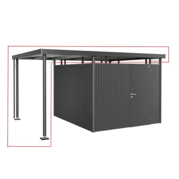 Tetto laterale Biohort per casetta da giardino HighLine 5, grigio scuro metallizzato, 150x315x222 cm.