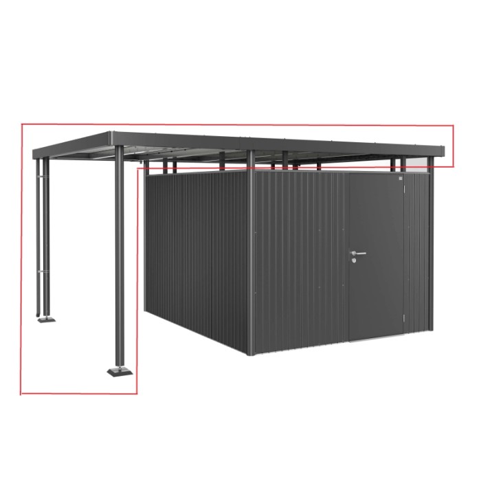 Tetto laterale Biohort per casetta da giardino HighLine 5, grigio scuro metallizzato, 150x315x222 cm.