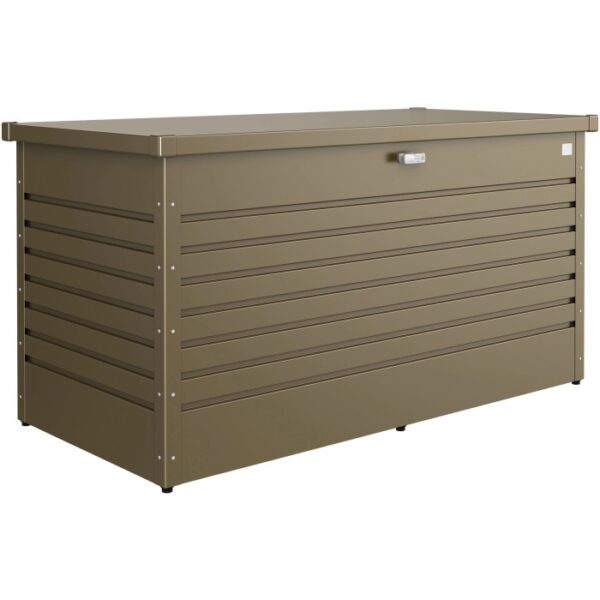 Biohort FreizeitBox 160 in bronzo metallizzato: box universale in lamiera d'acciaio con serratura a cilindro con maniglia girevole.