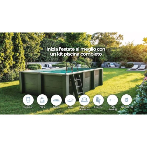 Piscina fuori terra in composite rettangolare Gre Avantgarde Nova 315x175 H96 cm