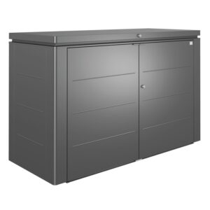 Biohort HighBoard 200 box da giardino in grigio scuro metallizzato, box universale con ante chiudibili.