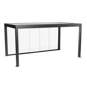 Parete scorrevole in vetro Biohort, vetro trasparente, 5 m, grigio scuro metallizzato, per coperture per patio.