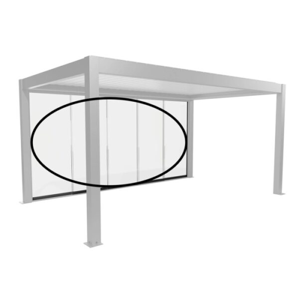 Pannello scorrevole in vetro Biohort, vetro trasparente 5 m, grigio scuro metallizzato, per tettoie da terrazza.