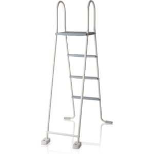 Scala per piscina bianca per piscina con pareti in acciaio Haiti, alta 134 cm, con 2x3 gradini e piattaforma.