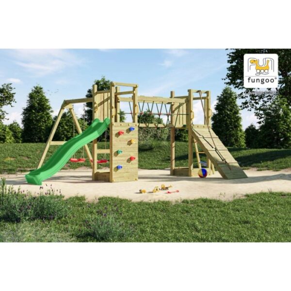 Gioco da giardino Maxi Funny con scivolo e altalene 525x398xh210 cm