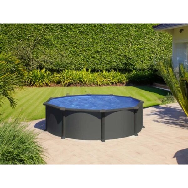 Piscina fuori terra tonda in acciaio antracite Gre Ø 350 H 132 cm