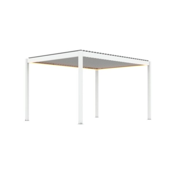 Pergola bioclimatica in alluminio Quadrifoglio 400x300x250 cm bianca