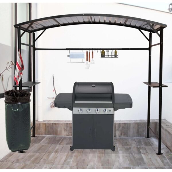 Tettoia barbecue in acciaio antracite 167x128 cm