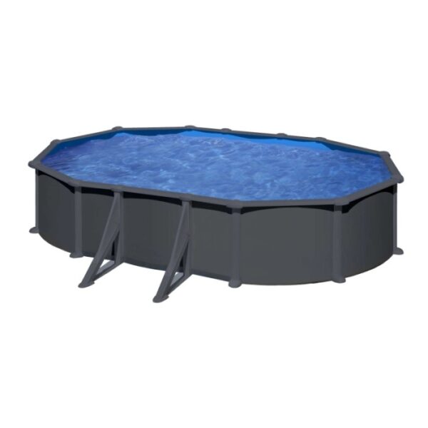 Piscina fuori terra ovale in acciaio antracite Gre 610x375 H 132 cm