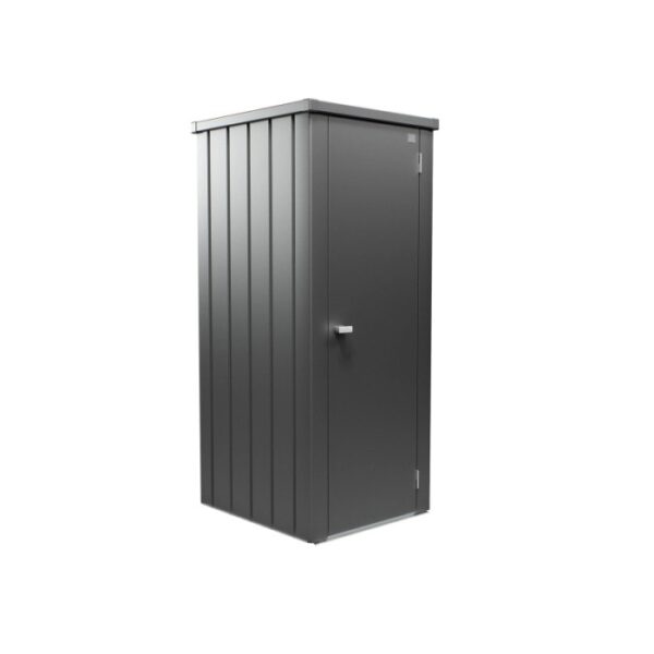 Armadio da terrazza Biohort Julia Gr. L, grigio scuro metallizzato, ideale per balconi e terrazze.