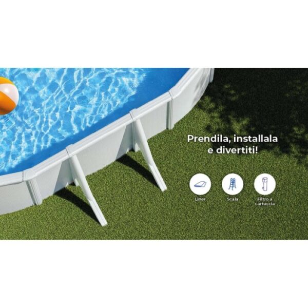 Piscina fuori terra ovale in acciaio bianco Gre 500x300 H 120 cm