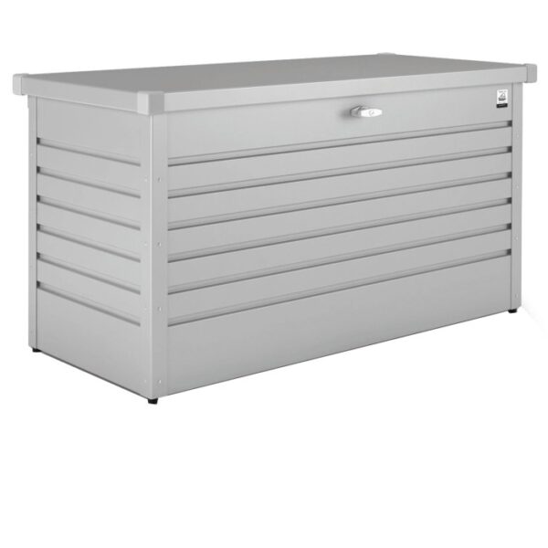 Biohort Box per il tempo libero 130, argento metallizzato, box universale in metallo con serratura a cilindro e molla a gas.