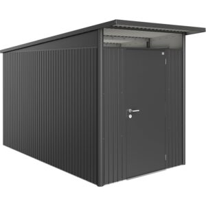 Casetta da giardino in metallo Biohort AvantGarde A4 grigio scuro con porta standard. Casette da giardino per esterni.