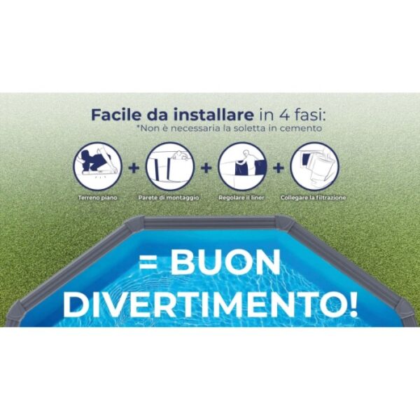 Piscina fuori terra tonda in acciaio antracite Gre Ø 460 H 132 cm