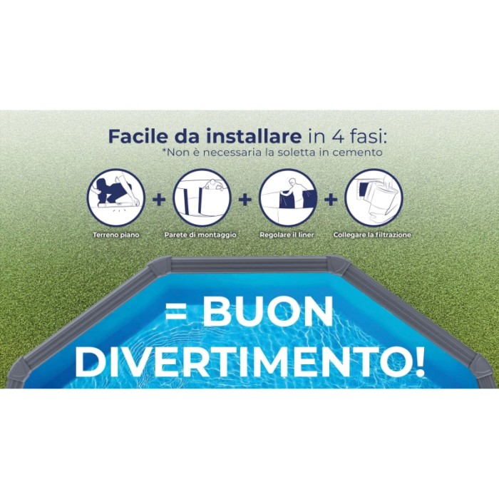 Piscina fuori terra tonda in acciaio antracite Gre Ø 460 H 132 cm