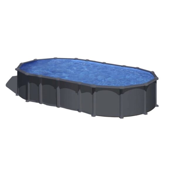 Piscina fuori terra ovale in acciaio antracite Gre 730x375 H 132 cm