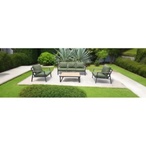 Set di mobili da giardino t.b.t. con divano, poltrone e tavolo in giardino.