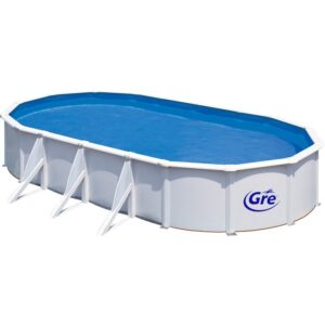 Piscina fuori terra ovale Gre Fidji in acciaio bianco, 730x375x120 cm. Set completo.