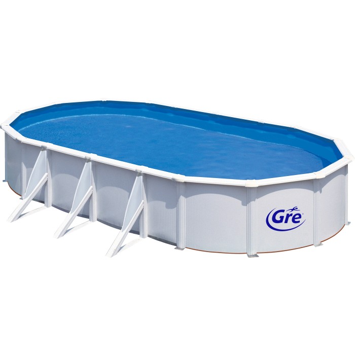 Piscina fuori terra ovale Gre Fidji in acciaio bianco, 730x375x120 cm. Set completo.
