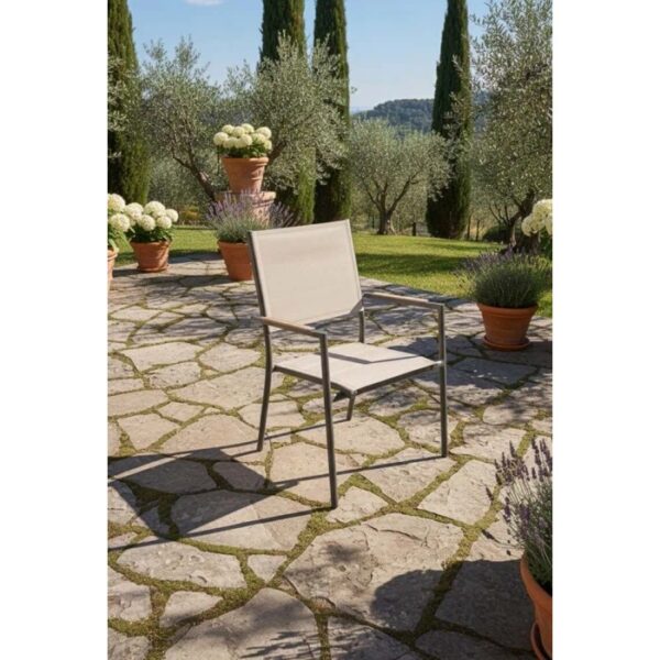 Sedia da giardino con braccioli in alluminio Lillà beige 6 pz