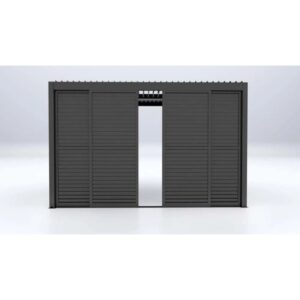 Accessorio per gazebo t.b.t. grigio scuro con struttura a lamelle.