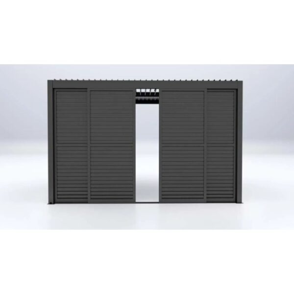 Accessorio per gazebo t.b.t. grigio scuro con struttura a lamelle.