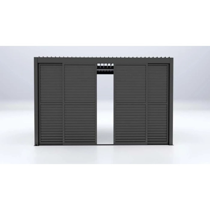 Accessorio per gazebo t.b.t. grigio scuro con struttura a lamelle.