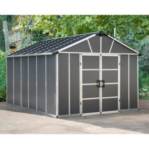Casetta da giardino Palram Canopia Yukon 3.3 x 4 antracite con pavimento.
