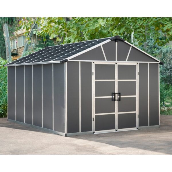 Casetta da giardino Palram Canopia Yukon 3.3 x 4 antracite con pavimento.