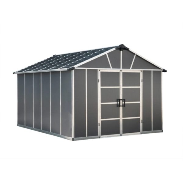 Casetta da giardino in plastica Palram Canopia Yukon 3.3 x 4 antracite con pavimento.