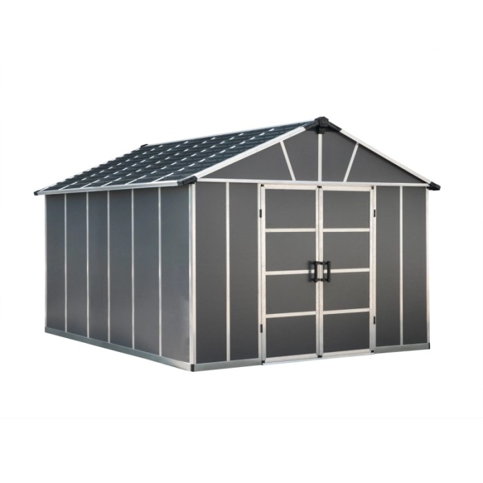Casetta da giardino in plastica Palram Canopia Yukon 3.3 x 4 antracite con pavimento.