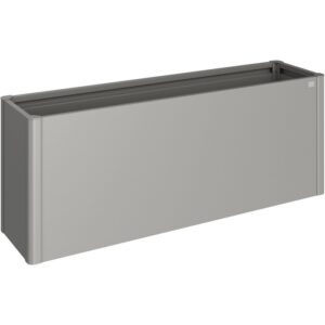 Aiuola rialzata in metallo Biohort, grigio quarzo metallizzato, 77x201x53cm. Ideale per giardino e terrazza.