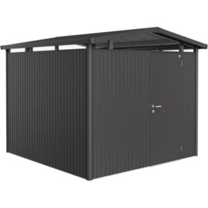 Casetta da giardino in metallo Biohort Panorama, grigio scuro, 6,6 m² con porta. Casetta per giardino.