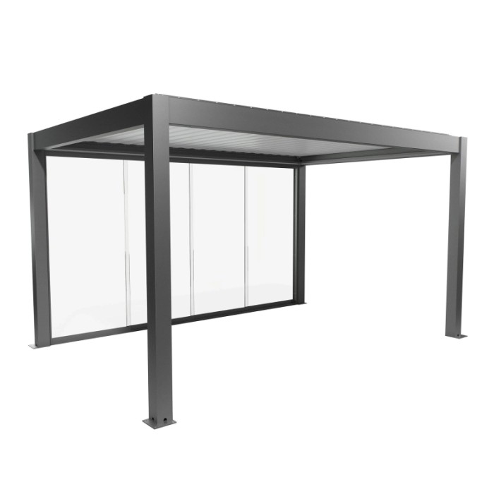 Parete scorrevole in vetro Biohort vetro trasparente, 4,5 m, grigio quarzo metallizzato, per coperture per patio.