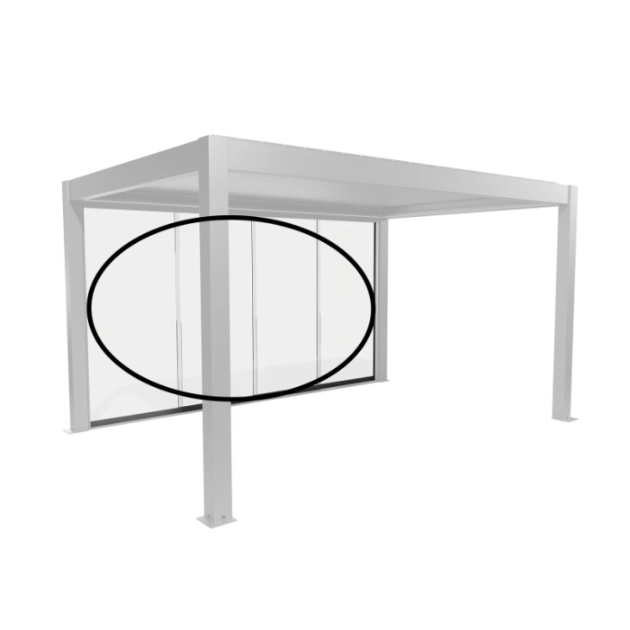 Parete scorrevole in vetro Biohort 4,5 m in grigio quarzo-metallizzato per tettoie.