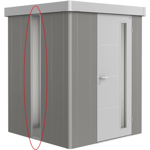 Pannello luce Biohort quarzo grigio-metallizzato per casetta Neo, installazione laterale.